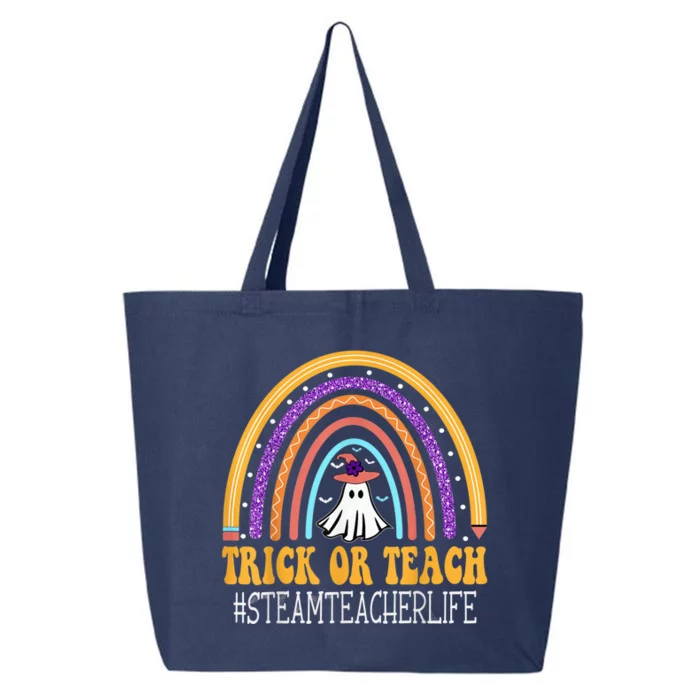 STEAM Teacher Rainbow Trick or teach Funny Wo Halloween 25L Jumbo Tote