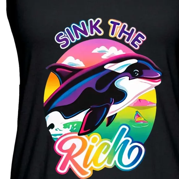 Sink The Rich Gladys Killer Whale The Yacht Sinking Orca Rainbow Ladies Essential Flowy Tank