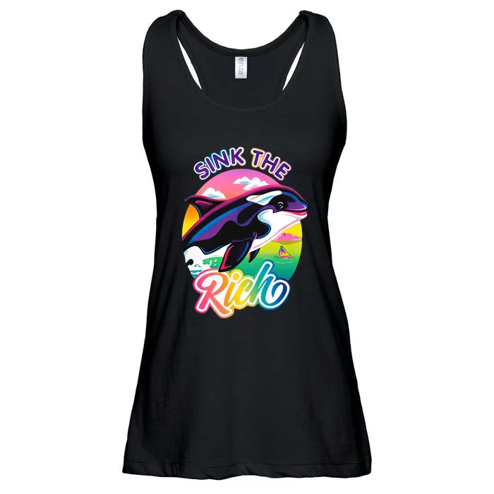 Sink The Rich Gladys Killer Whale The Yacht Sinking Orca Rainbow Ladies Essential Flowy Tank