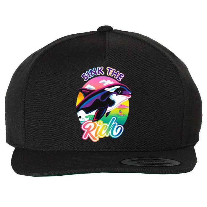 Sink The Rich Gladys Killer Whale The Yacht Sinking Orca Rainbow Wool Snapback Cap