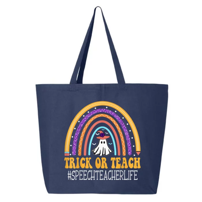 Speech Teacher Rainbow Trick or teach Funny Wo Halloween 25L Jumbo Tote