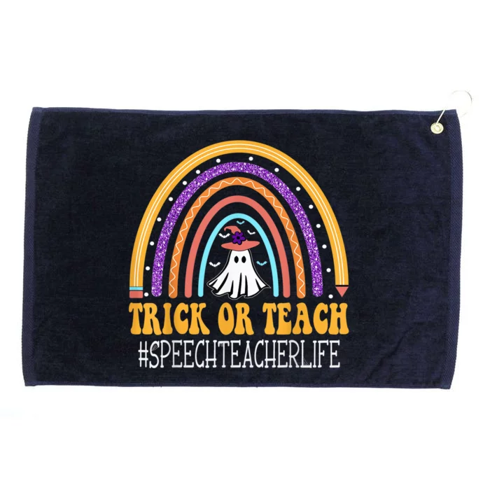 Speech Teacher Rainbow Trick or teach Funny Wo Halloween Grommeted Golf Towel