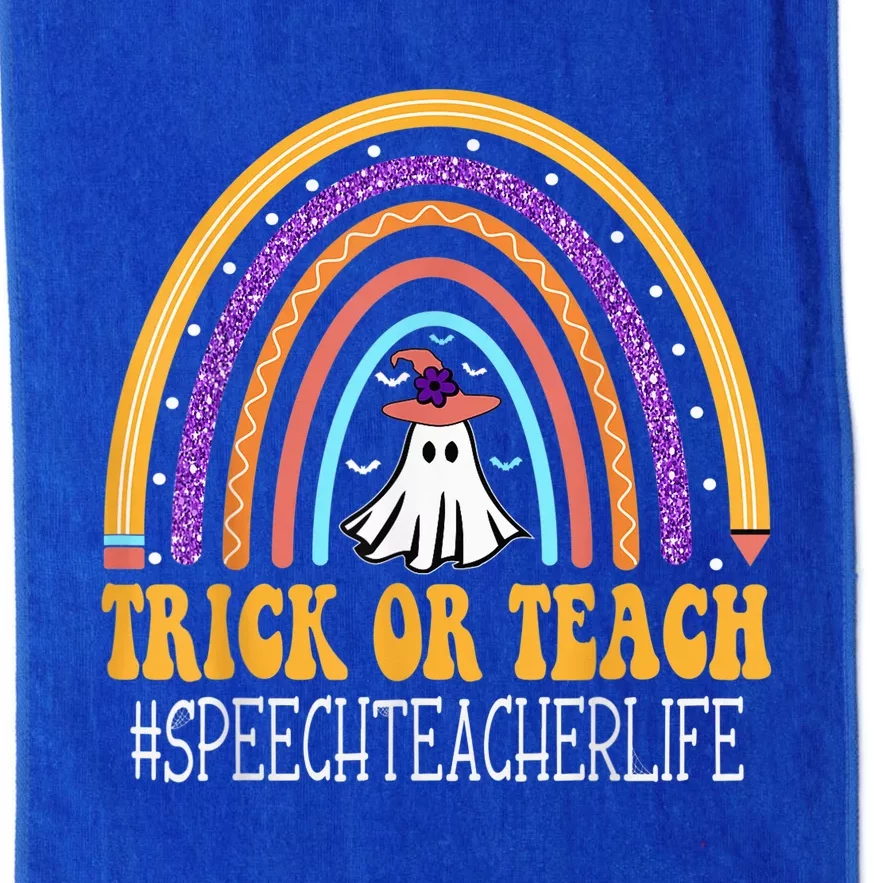 Speech Teacher Rainbow Trick or teach Funny Wo Halloween Platinum Collection Golf Towel