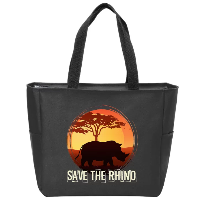 Save The Rhino Zip Tote Bag