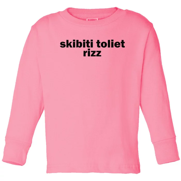 Skibiti Toilet Rizz Funny Viral Influencer Brain Rot Slang Toddler Long Sleeve Shirt