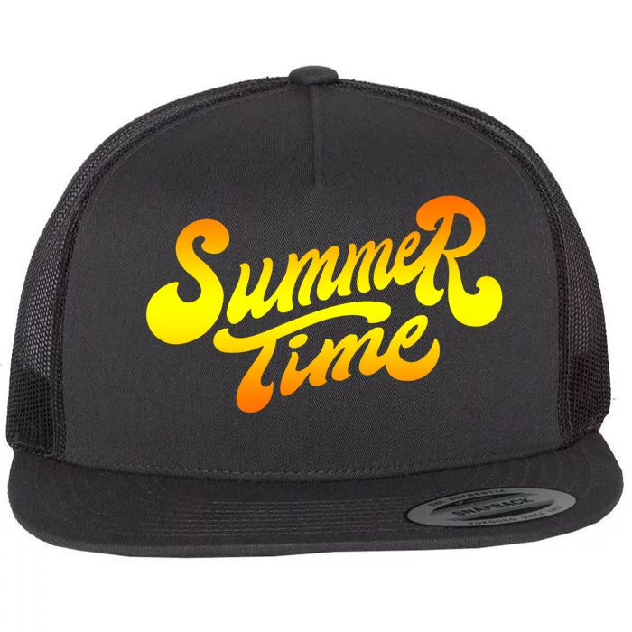 Summer Time Retro Flat Bill Trucker Hat