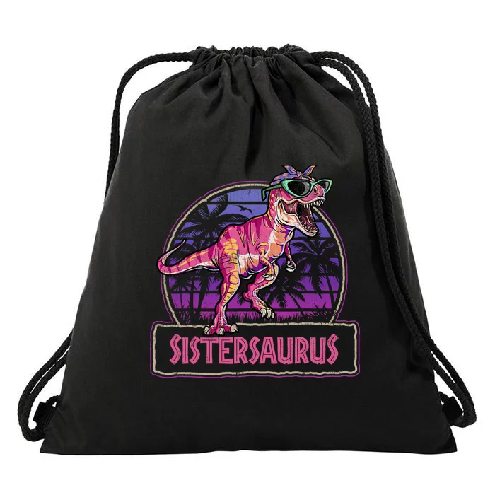 Sistersaurus T Rex Dinosaur Sister Saurus Family Matching Drawstring Bag