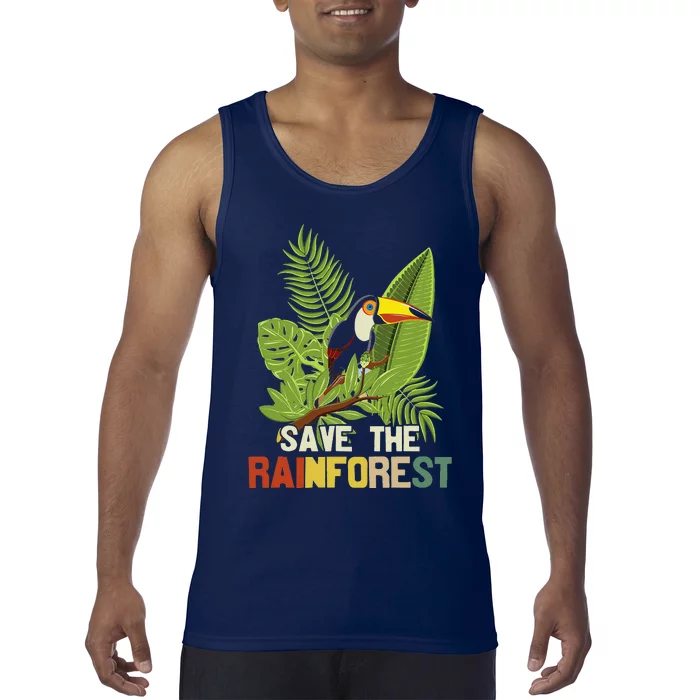 Save The Rainforest Earth Day Retro Style Tank Top