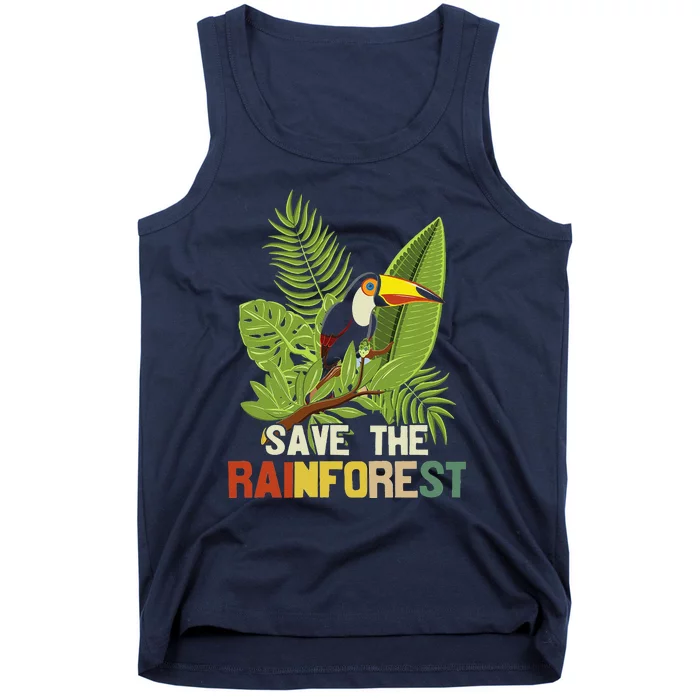 Save The Rainforest Earth Day Retro Style Tank Top