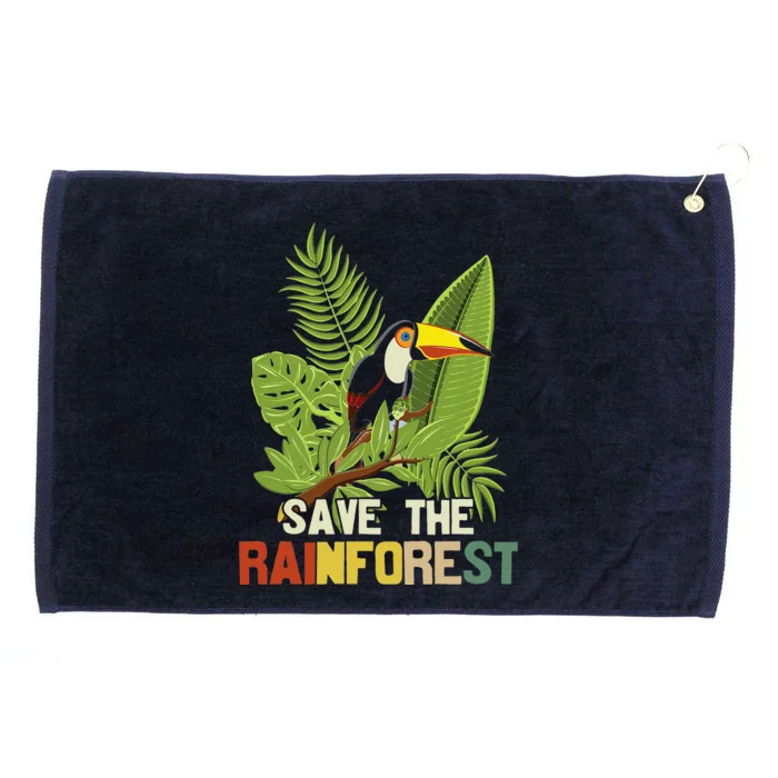 Save The Rainforest Earth Day Retro Style Grommeted Golf Towel