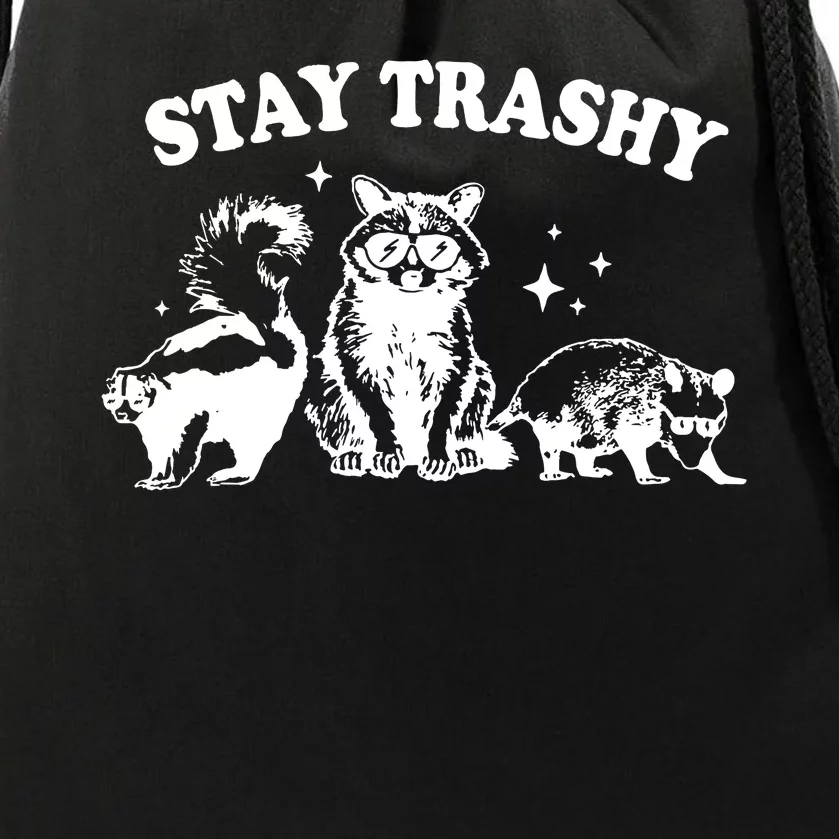 Stay Trashy Raccoon Opossum Skunk Drawstring Bag