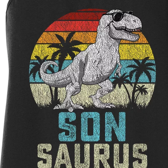 Sonsaurus T Rex Dinosaur Saurus FatherS Family Women's Racerback Tank