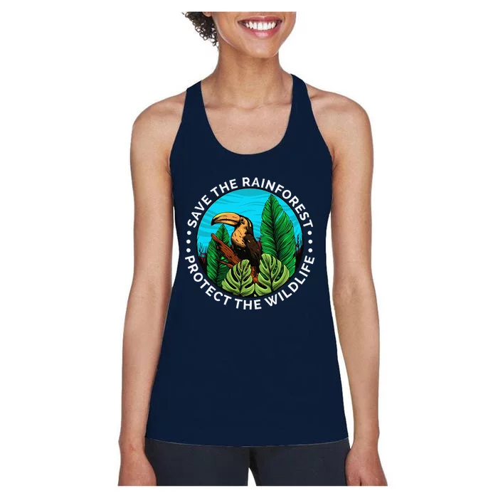 Save The Rainforest Protect The Wildlife Earth Day Women's Racerback Tank