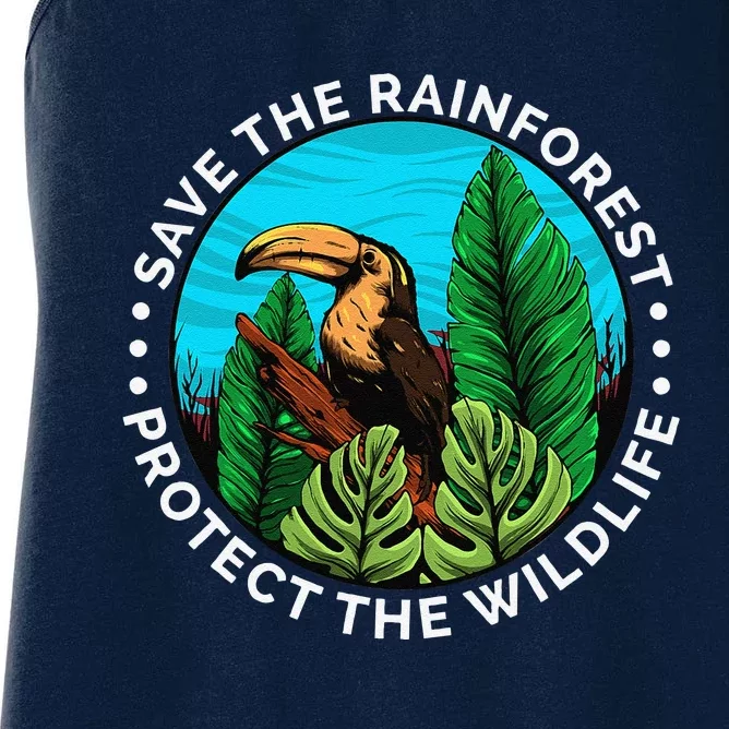 Save The Rainforest Protect The Wildlife Earth Day Women's Racerback Tank