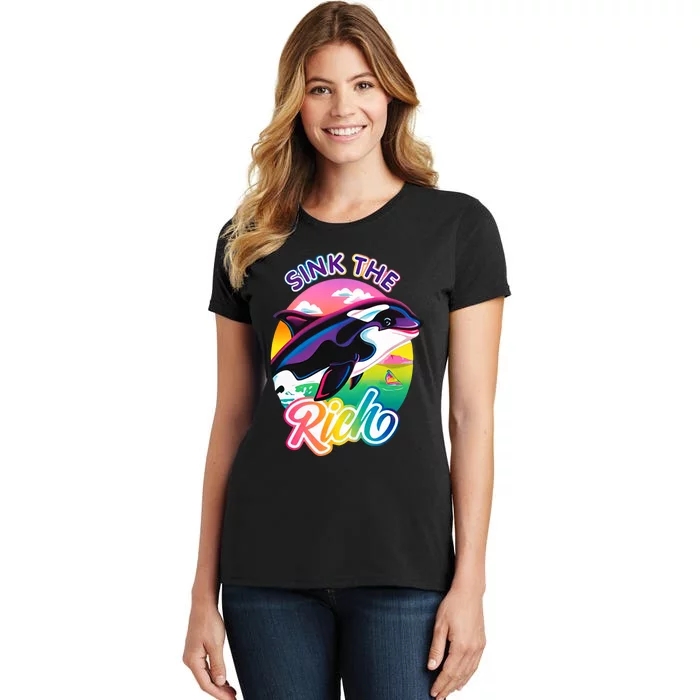 Sink The Rich Gladys Killer Whale The Yacht Sinking Orca Rainbow Women's T-Shirt