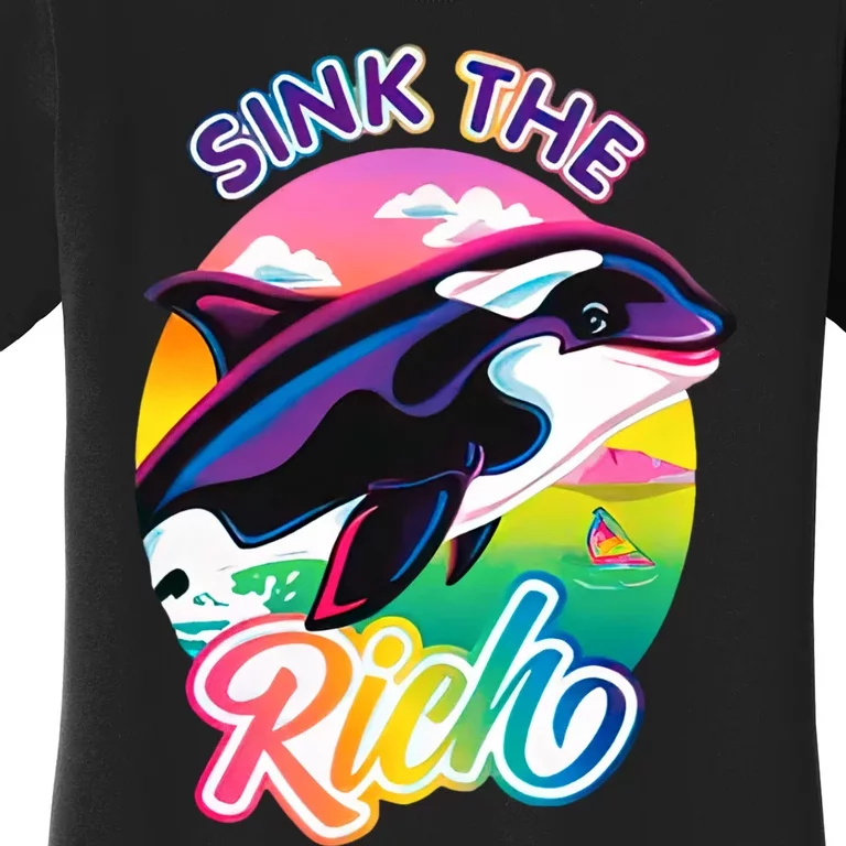 Sink The Rich Gladys Killer Whale The Yacht Sinking Orca Rainbow Women's T-Shirt