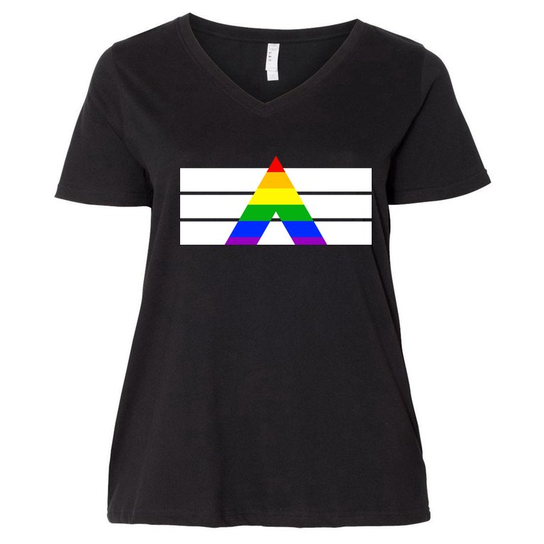 Straight Ally Pride Flag Women's V-Neck Plus Size T-Shirt