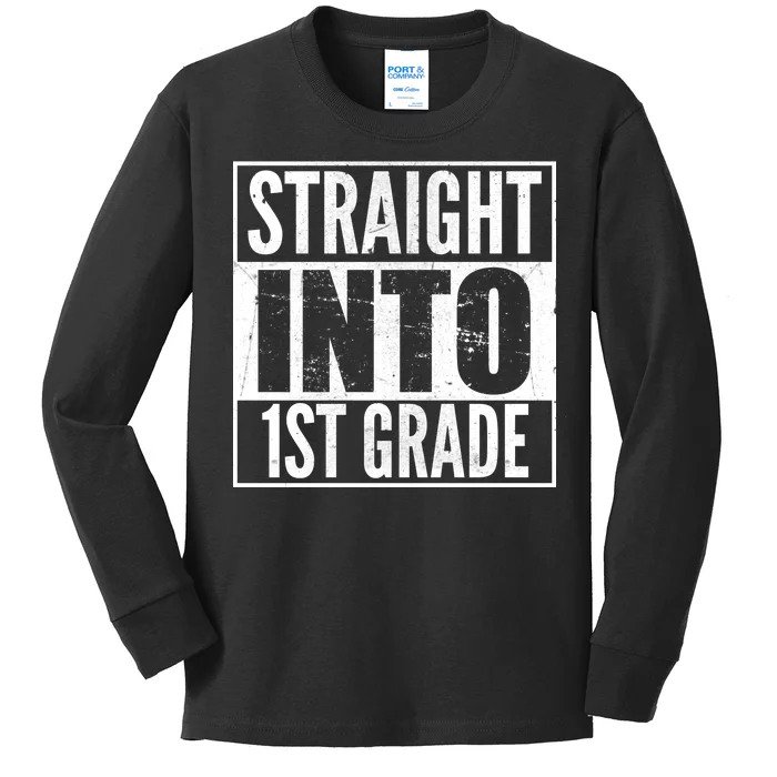 Straight Into 1st Grade Kids Long Sleeve Shirt