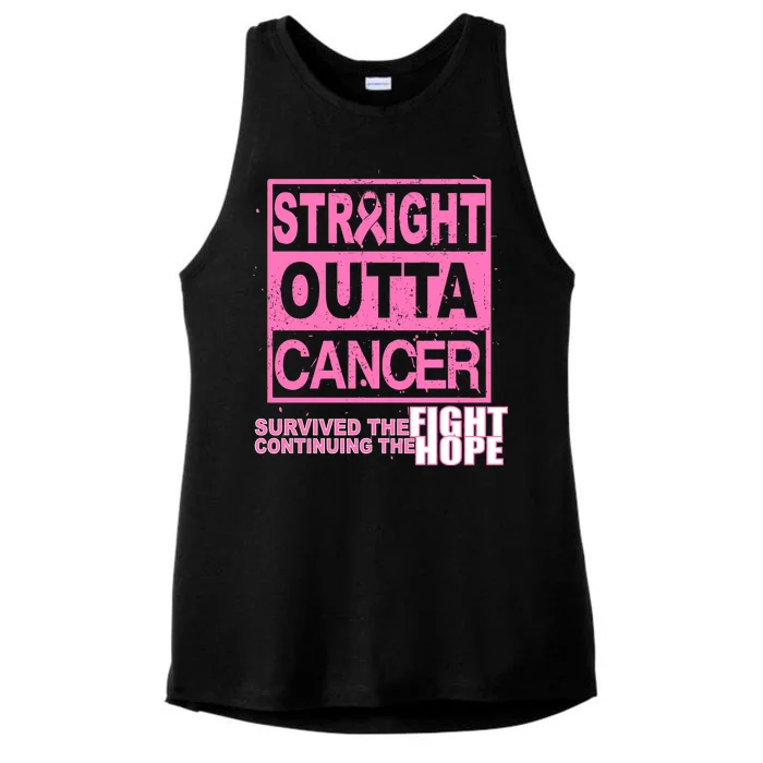 Straight Outta Breast Cancer Fight Hope Ladies Tri-Blend Wicking Tank