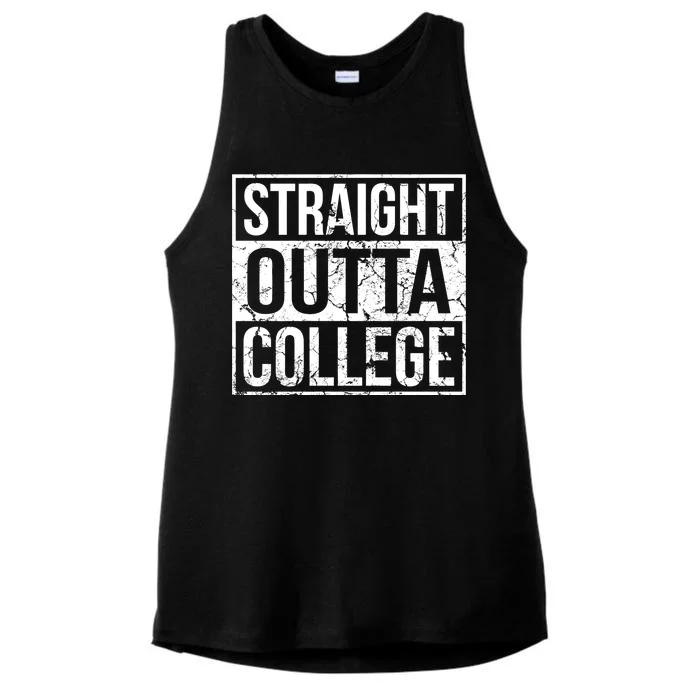 Straight Outta College Funny Senior Graduate Graudation Ladies Tri-Blend Wicking Tank