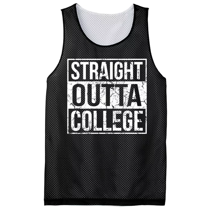 Straight Outta College Funny Senior Graduate Graudation Mesh Reversible Basketball Jersey Tank