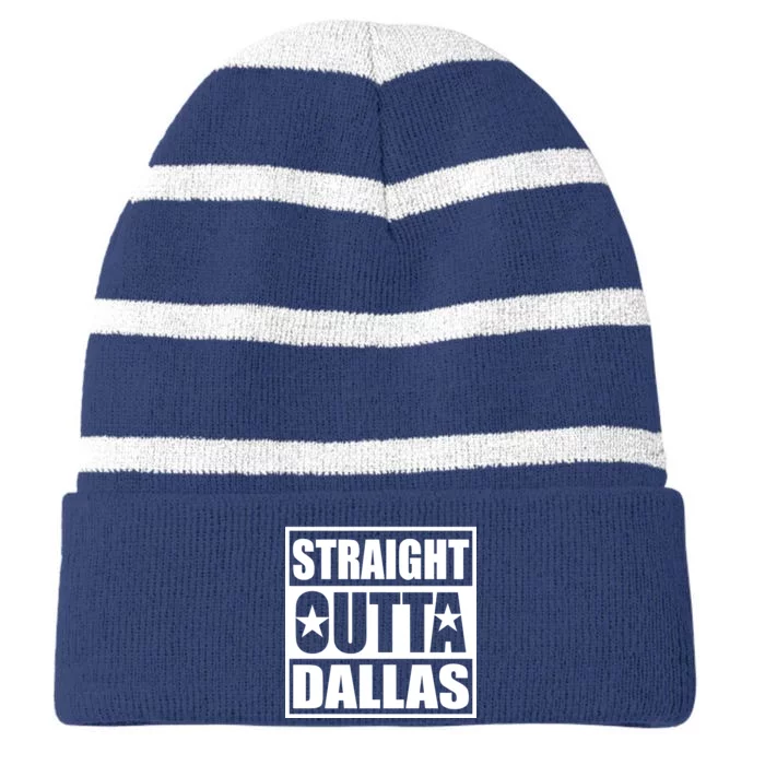 Straight Outta Dallas Texas City Striped Beanie with Solid Band