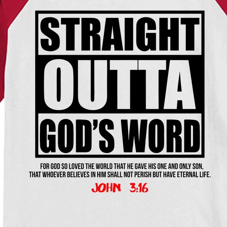 Straight Outta God's Word John 3:16 Kids Colorblock Raglan Jersey