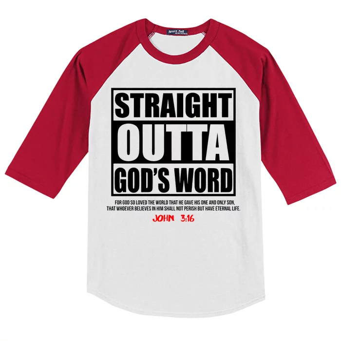 Straight Outta God's Word John 3:16 Kids Colorblock Raglan Jersey