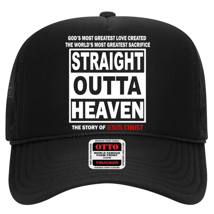 Straight Outta Heaven High Crown Mesh Trucker Hat