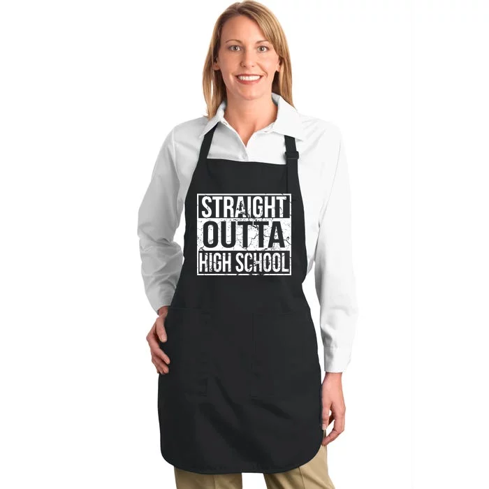 Straight Outta High School Funny Senior Graduate Graudation Full-Length Apron With Pocket