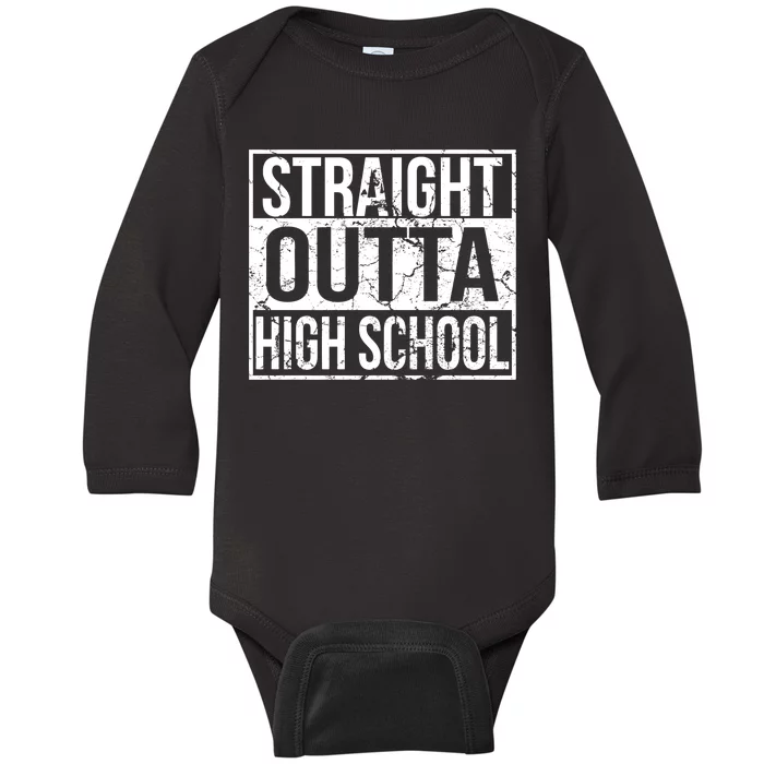 Straight Outta High School Funny Senior Graduate Graudation Baby Long Sleeve Bodysuit