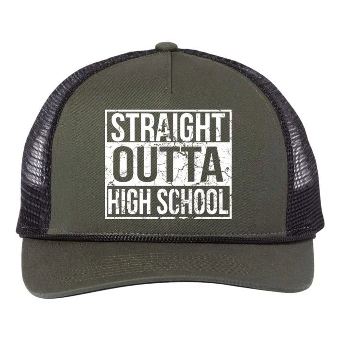 Straight Outta High School Funny Senior Graduate Graudation Retro Rope Trucker Hat Cap