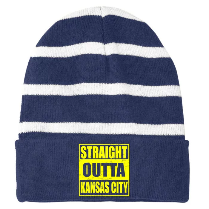 Straight Outta Kansas City Striped Beanie with Solid Band