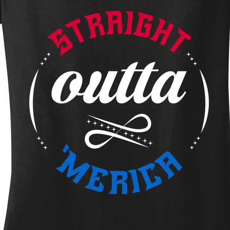 Straight Outta Merica Women's V-Neck T-Shirt