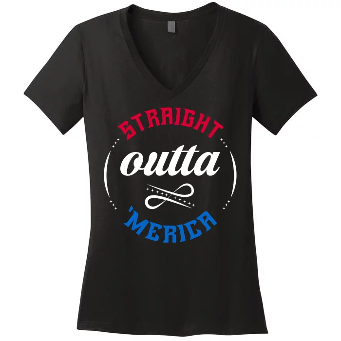 Straight Outta Merica Women's V-Neck T-Shirt