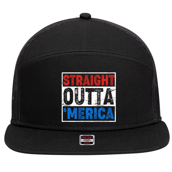 Straight Outta Merica Fourth of July 7 Panel Mesh Trucker Snapback Hat