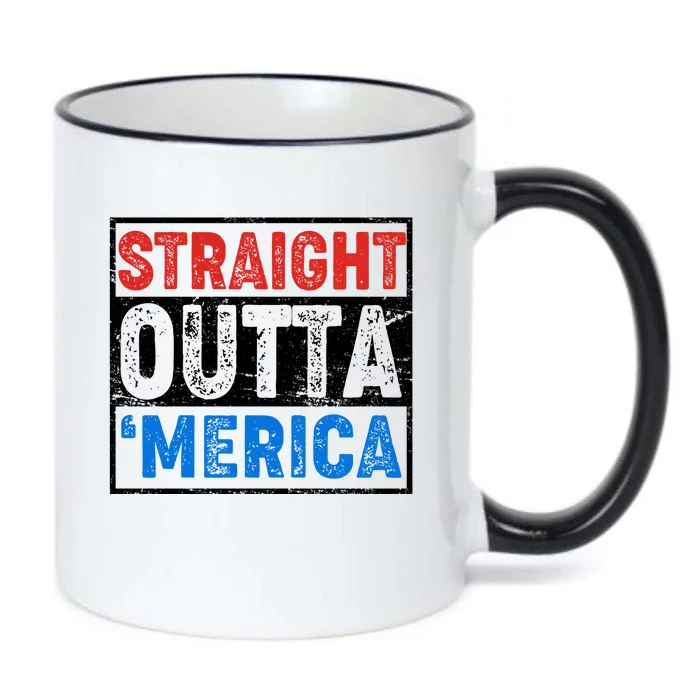 Straight Outta Merica Fourth of July Black Color Changing Mug