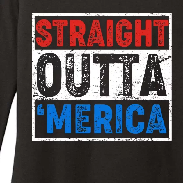 Straight Outta Merica Fourth of July Womens CVC Long Sleeve Shirt