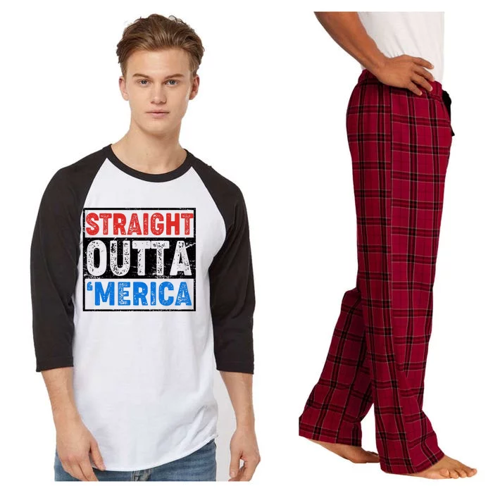 Straight Outta Merica Fourth of July Raglan Sleeve Pajama Set