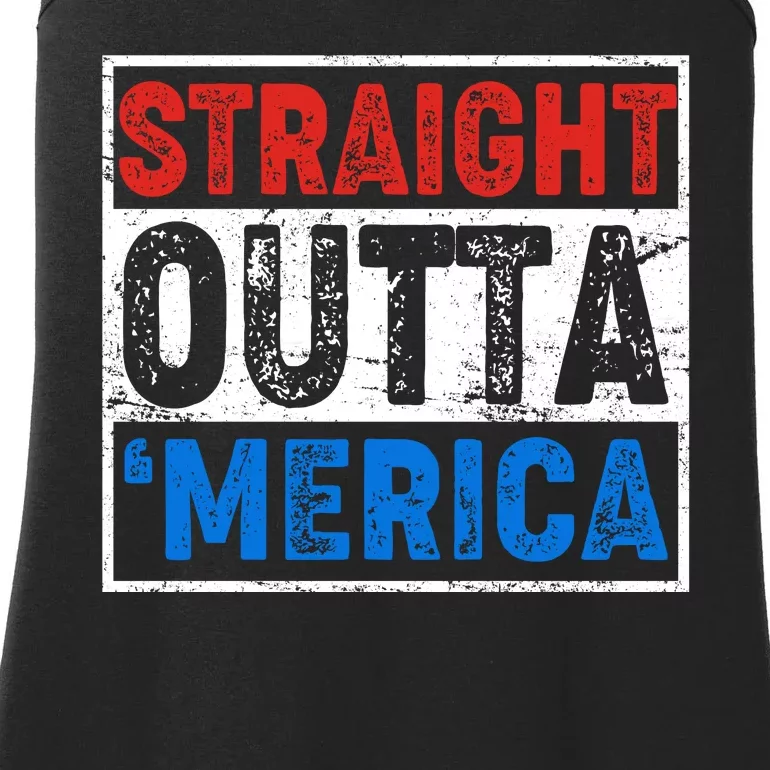 Straight Outta Merica Fourth of July Ladies Essential Tank