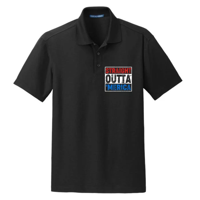 Straight Outta Merica Fourth of July Dry Zone Grid Performance Polo