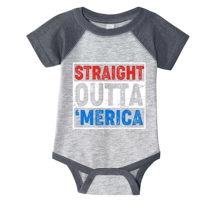 Straight Outta Merica Fourth of July Infant Baby Jersey Bodysuit