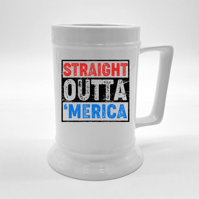 Straight Outta Merica Fourth of July Front & Back Beer Stein