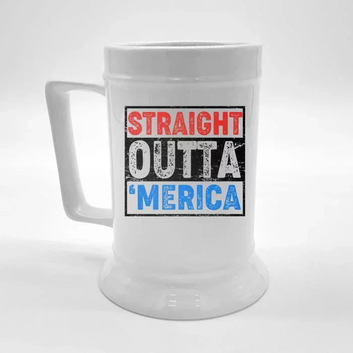 Straight Outta Merica Fourth of July Front & Back Beer Stein