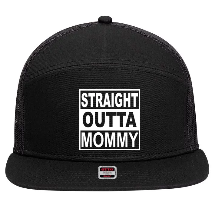 Straight Outta Mommy Funny 7 Panel Mesh Trucker Snapback Hat