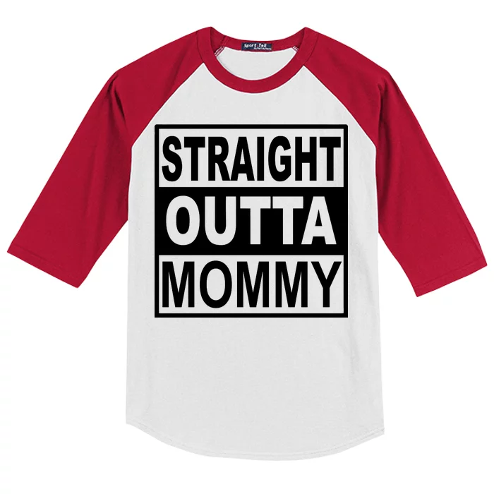 Straight Outta Mommy Funny Kids Colorblock Raglan Jersey