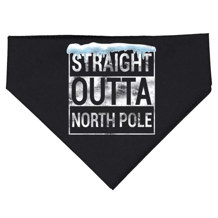 Straight Outta North Pole Funny Christmas USA-Made Doggie Bandana