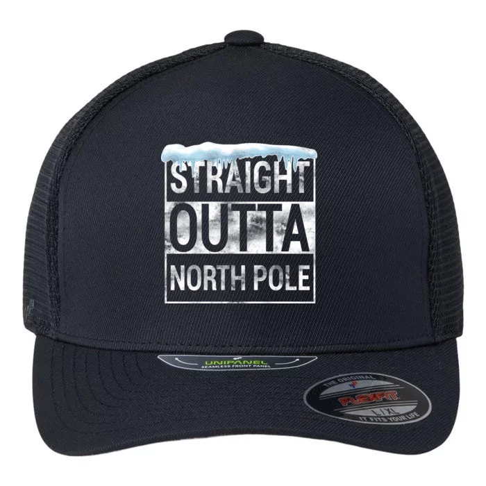 Straight Outta North Pole Funny Christmas Flexfit Unipanel Trucker Cap