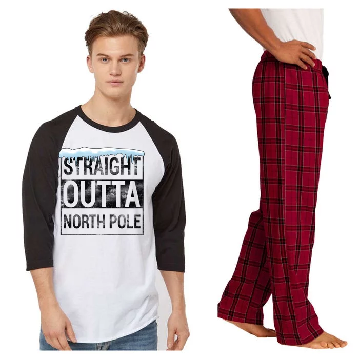 Straight Outta North Pole Funny Christmas Raglan Sleeve Pajama Set