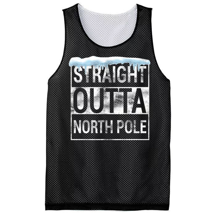 Straight Outta North Pole Funny Christmas Mesh Reversible Basketball Jersey Tank